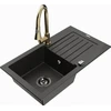Granitinė virtuvinė plautuvė Mexen Pablo su maišytuvu ir sifonu, Metallic juodas/auksinis+Gold