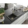 Granitinė virtuvinė plautuvė Mexen Pablo su maišytuvu ir sifonu, Juodas granite+Juodas granite/Gold