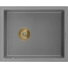 Granitinė virtuvinė plautuvė Mexen Pedro su sifonu, Pilkas+Gold, 560 x 460 mm
