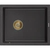 Granitinė virtuvinė plautuvė Mexen Pedro su sifonu, Juodas granite+Gold, 560 x 460 mm