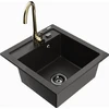 Granitinė virtuvinė plautuvė Mexen Vito su maišytuvu ir sifonu, Metallic juodas/auksinis+Gold