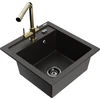 Granitinė virtuvinė plautuvė Mexen Vito su maišytuvu ir sifonu, Metallic juodas/auksinis+Gold