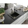 Granitinė virtuvinė plautuvė Mexen Vito su maišytuvu ir sifonu, Metallic juodas/auksinis+Juodas/Gold