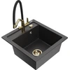 Granitinė virtuvinė plautuvė Mexen Vito su maišytuvu ir sifonu, Juodas granite+Juodas/Gold