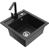 Granitinė virtuvinė plautuvė Mexen Vito su maišytuvu ir sifonu, Metallic juodas/sidabrinis+Juodas