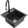 Granitinė virtuvinė plautuvė Mexen Vito su maišytuvu ir sifonu, Juodas granite+Juodas