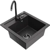 Granitinė virtuvinė plautuvė Mexen Vito su maišytuvu ir sifonu, Juodas granite+Juodas