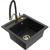 Granitinė virtuvinė plautuvė Mexen Vito su maišytuvu ir sifonu, Metallic juodas/sidabrinis+Juodas/Gold