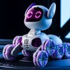 Interaktyvus robotas šuo su nuotoliniu valdymu TOOBY RC 4WD 360°, baltas/violetinis