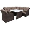 Lauko baldų komplektas Bergamo Corner su 1 foteliu, Brown Mat / Brown Melange
