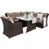 Lauko baldų komplektas Bergamo Corner su 1 foteliu, Brown Mat / Brown Melange