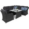 Lauko baldų komplektas Bergamo Corner su 1 foteliu, Pilkas / Pilkas Melange