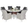 Lauko baldų komplektas Bristol Round Elegant 150 cm, 6+1, Baltas / Pilkas