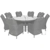 Lauko baldų komplektas Bristol Round Elegant 180 cm, 8+1, Baltas / Pilkas