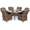 Lauko baldų komplektas Bristol Round Elegant 150 cm, 6+1, Ginger / Brown Melange