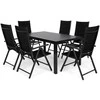Lauko baldų komplektas Ibiza 150 cm, 6+1, Juodas / Juodas