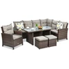 Lauko baldų komplektas IBIZA Corner + su foteliu, Brown