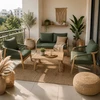 Lauko baldų komplektas Makara Premium, Acacia / Dark Žalias, 4 asm.