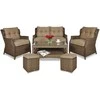 Lauko baldų komplektas TRIVENTO 2 + su pufais, Brown