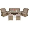 Lauko baldų komplektas TRIVENTO DINING 3 + su pufais, Brown