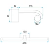 Lubinis šviestuvas Sieninis LED šviestuvas SlimLineA, 60 cm, Juodas