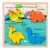 Medinė dėlionė su piešimo lenta 2in1 - Dinozaurai