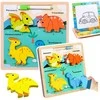 Medinė dėlionė su piešimo lenta 2in1 - Dinozaurai