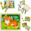 Medinės kaladėlės - dėlionė 4in1