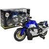 Mėlynas motociklas su baterijomis