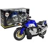 Mėlynas motociklas su baterijomis