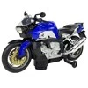 Mėlynas motociklas su baterijomis