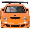 Metalinis automobilis Porsche 911 GT3 RS su garso ir šviesos efektais, oranžinis