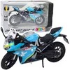 Metalinis sportinio motociklo modelis su šviesos ir garso efektais, 1:12, mėlynas