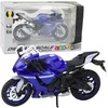 Metalinis sportinio motociklo modelis su šviesos ir garso efektais R1 1:12, mėlynas