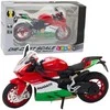 Metalinis sportinio motociklo modelis su šviesos ir garso efektais, 1:12, raudonas/žalias
