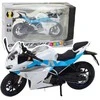 Metalinis sportinio motociklo modelis su šviesos ir garso efektais, 1:12, baltas/mėlynas