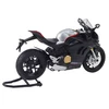 Metalinis sportinio motociklo modelis su šviesos ir garso efektais V4 1:12, juodas/sidabrinis