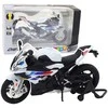 Metalinis sportinio motociklo modelis su šviesos ir garso efektais S1000 1:12, baltas