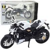 Metalinis sportinio motociklo modelis su šviesos ir garso efektais, 1:12, baltas
