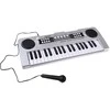 Mini pianinas su mikrofonu vaikams, 37 klavišai, sidabrinis