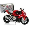 Motociklo modelis BMW S1000RR su garsais ir šviesomis, raudonas