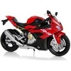 Motociklo modelis BMW S1000RR su garsais ir šviesomis, raudonas