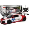 Nuotoliniu būdu valdomas Audi R8 1:14 - automatinės durys, baltai/raudonas