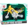 Off-Road krosinis motociklas su šviesos ir garso efektais, geltonas