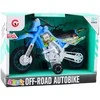 Off-Road krosinis motociklas su šviesos ir garso efektais, mėlynas