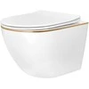 Pakabinamas klozetas Rea Carlo Mini Tornado NF, Gold Edge