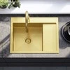 Plieninė virtuvinė plautuvė Rea Fin, Brushed Gold