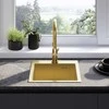 Plieninė virtuvinė plautuvė Rea Leo 40 su maišytuvu, Brushed Gold