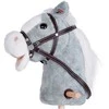 Pliušinė žirgo galva ant lazdos Hobby Horse su garsais, pilkas