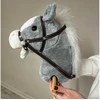 Pliušinė žirgo galva ant lazdos Hobby Horse su garsais, pilkas